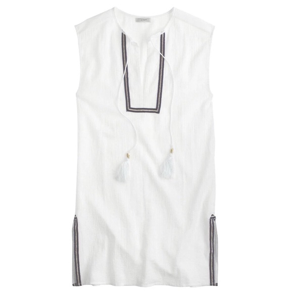 J Crew White Sleeveless Tassel Beach Tunic - Picture 2 of 8